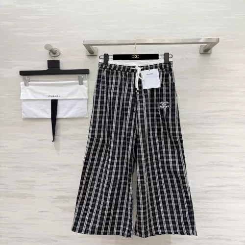 샤넬 복고 체크 와이드 밴딩 팬츠
