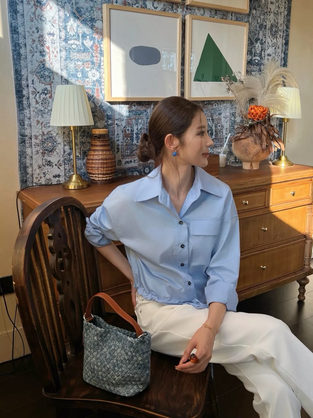 브루넬로쿠치넬리 드로스트링 크롭 코튼 포켓 셔츠 상세 이미지 29