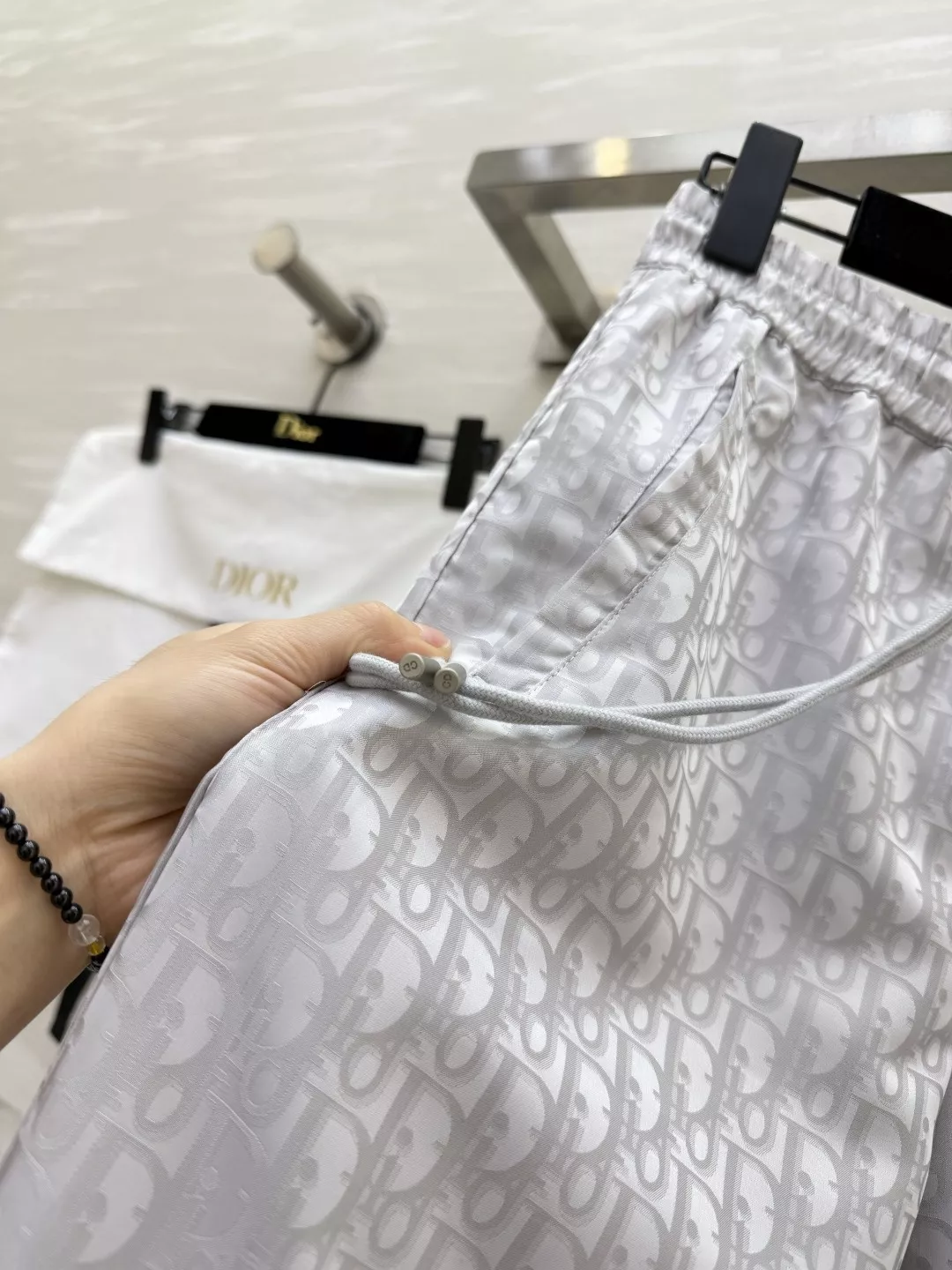 디올 자카드 모노그램 밴딩 와이드 팬츠 상세 이미지 6