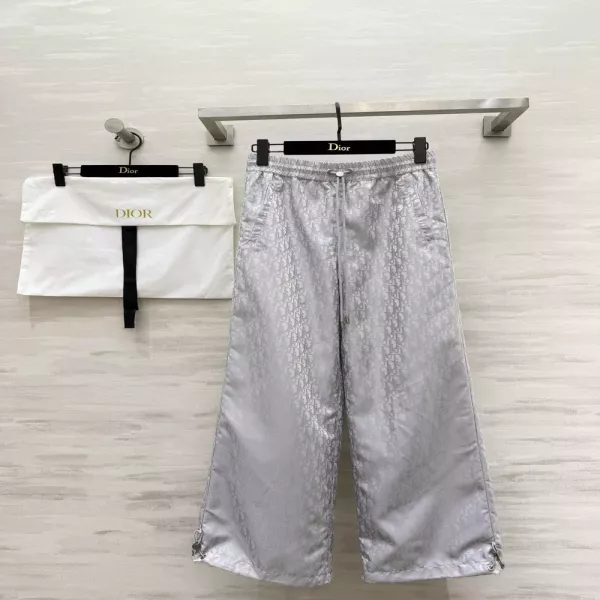 디올 자카드 모노그램 밴딩 와이드 팬츠