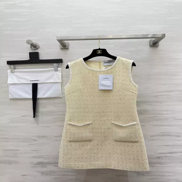 샤넬 플래시사 혼방 트위드 민소매 원피스