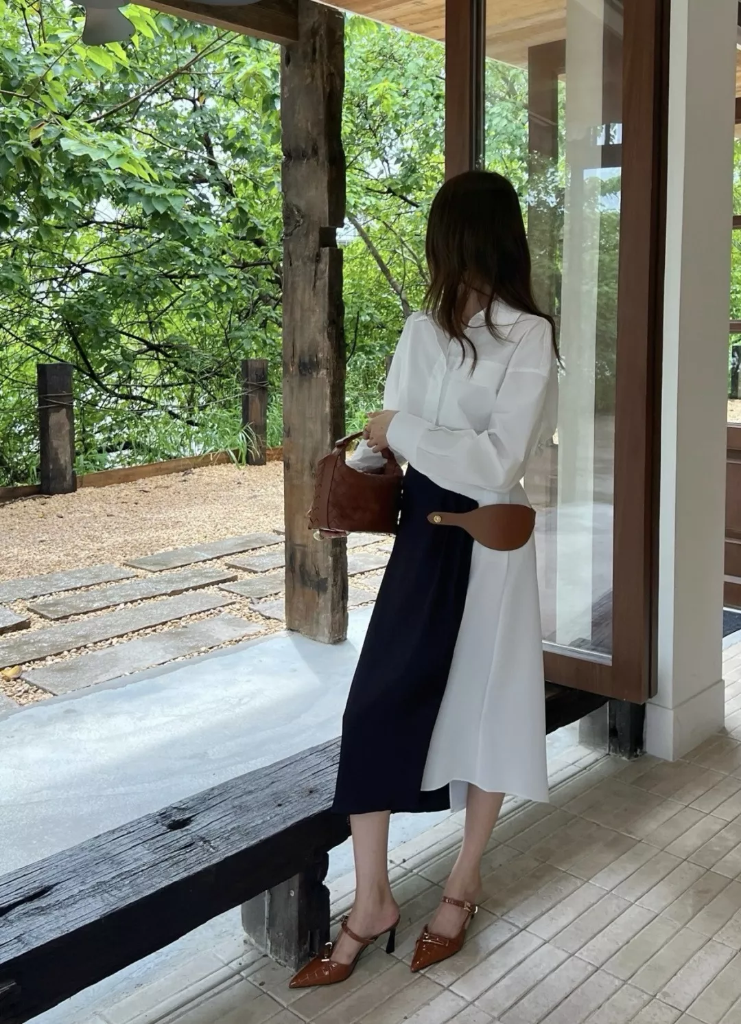 셀린느 배색 새틴 비대칭 트위스트 스커트 상세 이미지 18