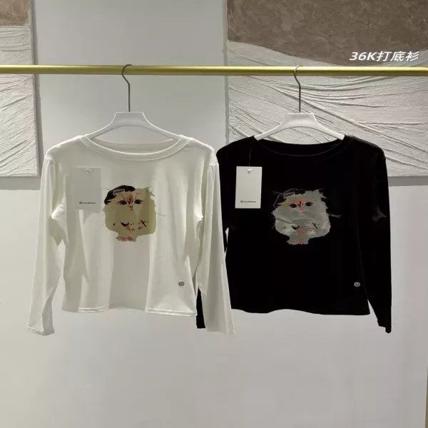 룰루레몬 고양이 프린트 텐셀 긴소매 티셔츠