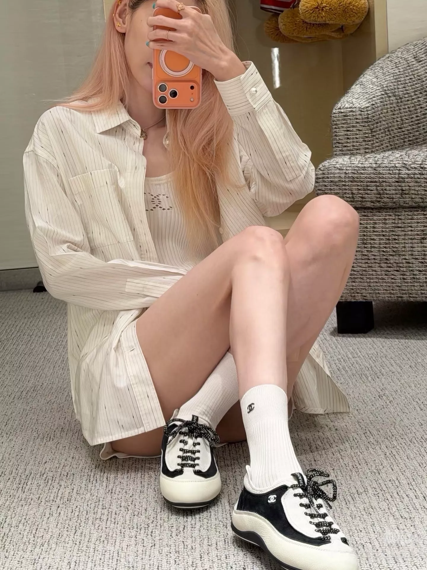 샤넬 스트라이프 삼방 원단 긴소매 셔츠 상세 이미지 83