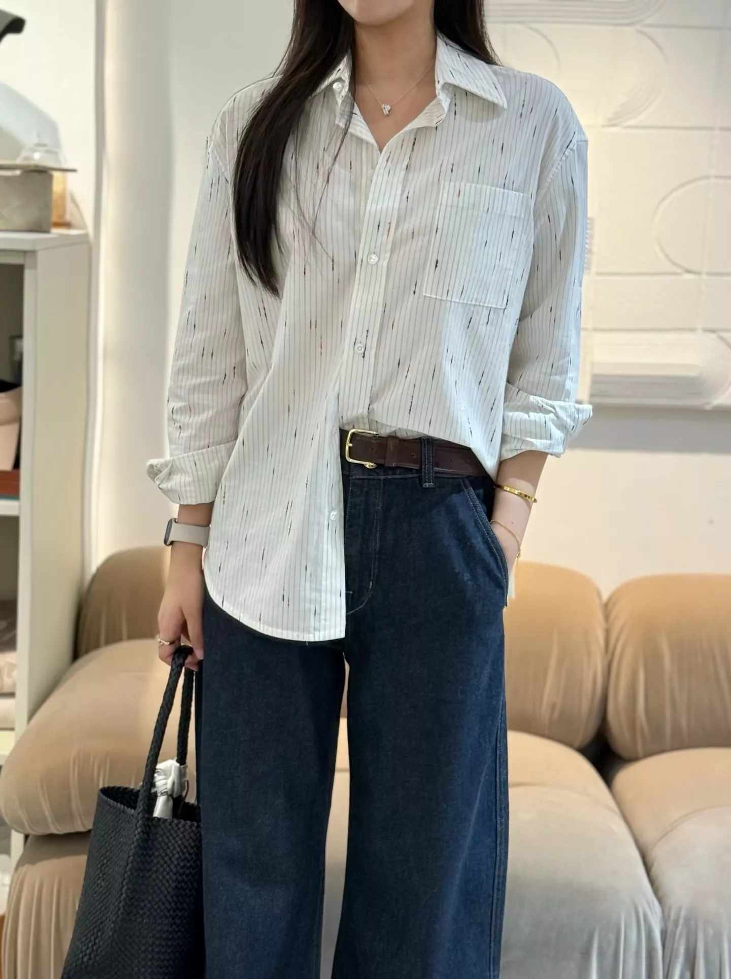 샤넬 스트라이프 삼방 원단 긴소매 셔츠 상세 이미지 80