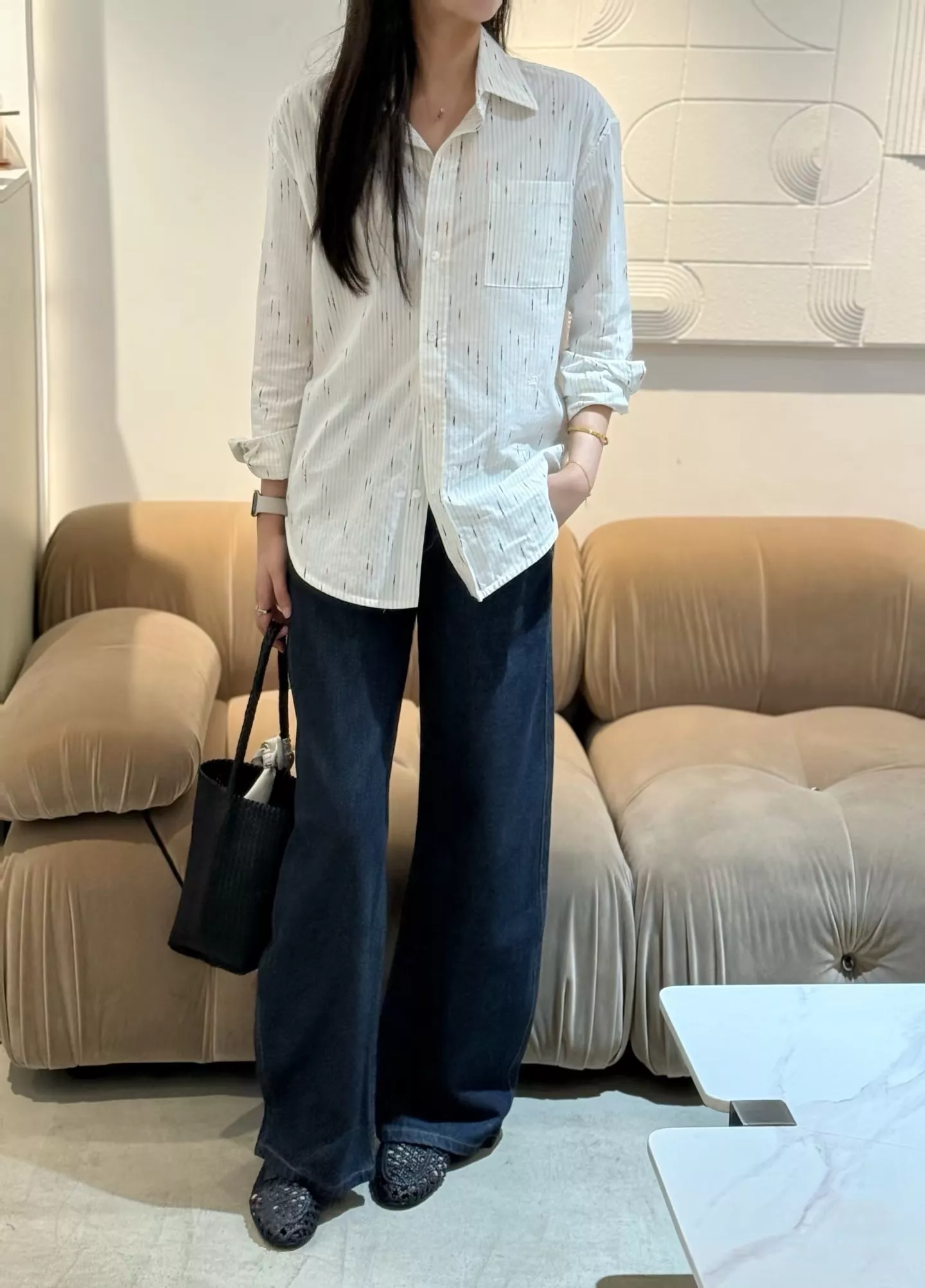 샤넬 스트라이프 삼방 원단 긴소매 셔츠 상세 이미지 81