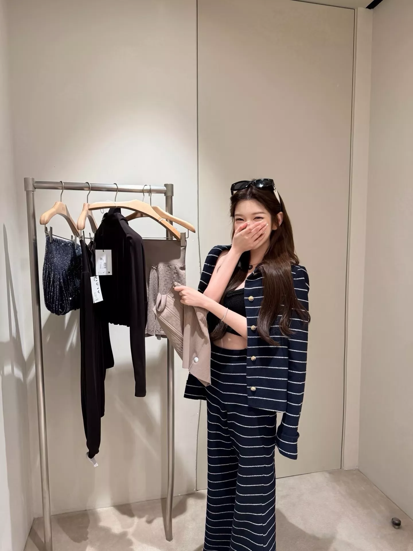 샤넬 스트라이프 프렌치 원단 롱 팬츠 상세 이미지 67
