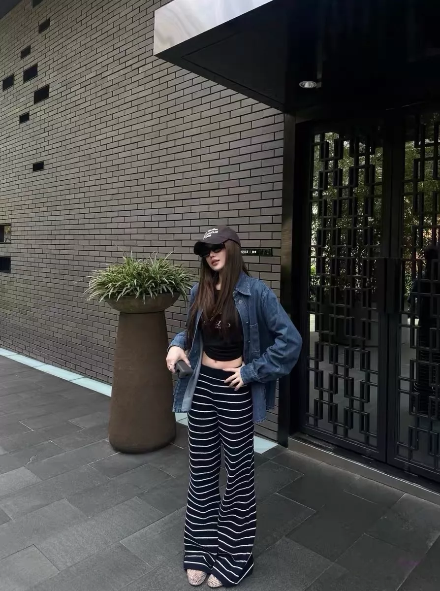 샤넬 스트라이프 프렌치 원단 롱 팬츠 상세 이미지 64