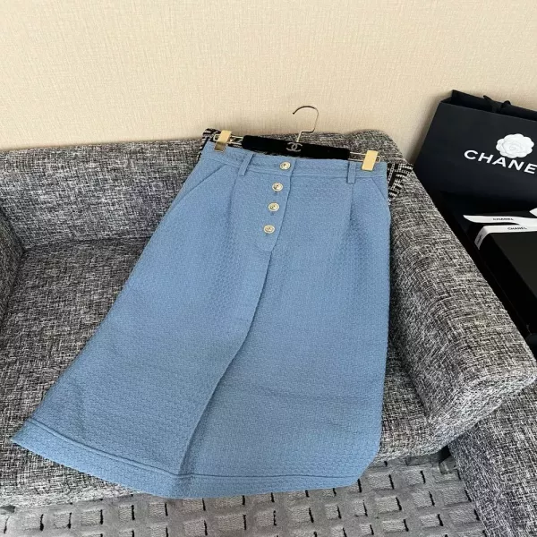 샤넬 메리노 울 니트 버튼 롱 스커트