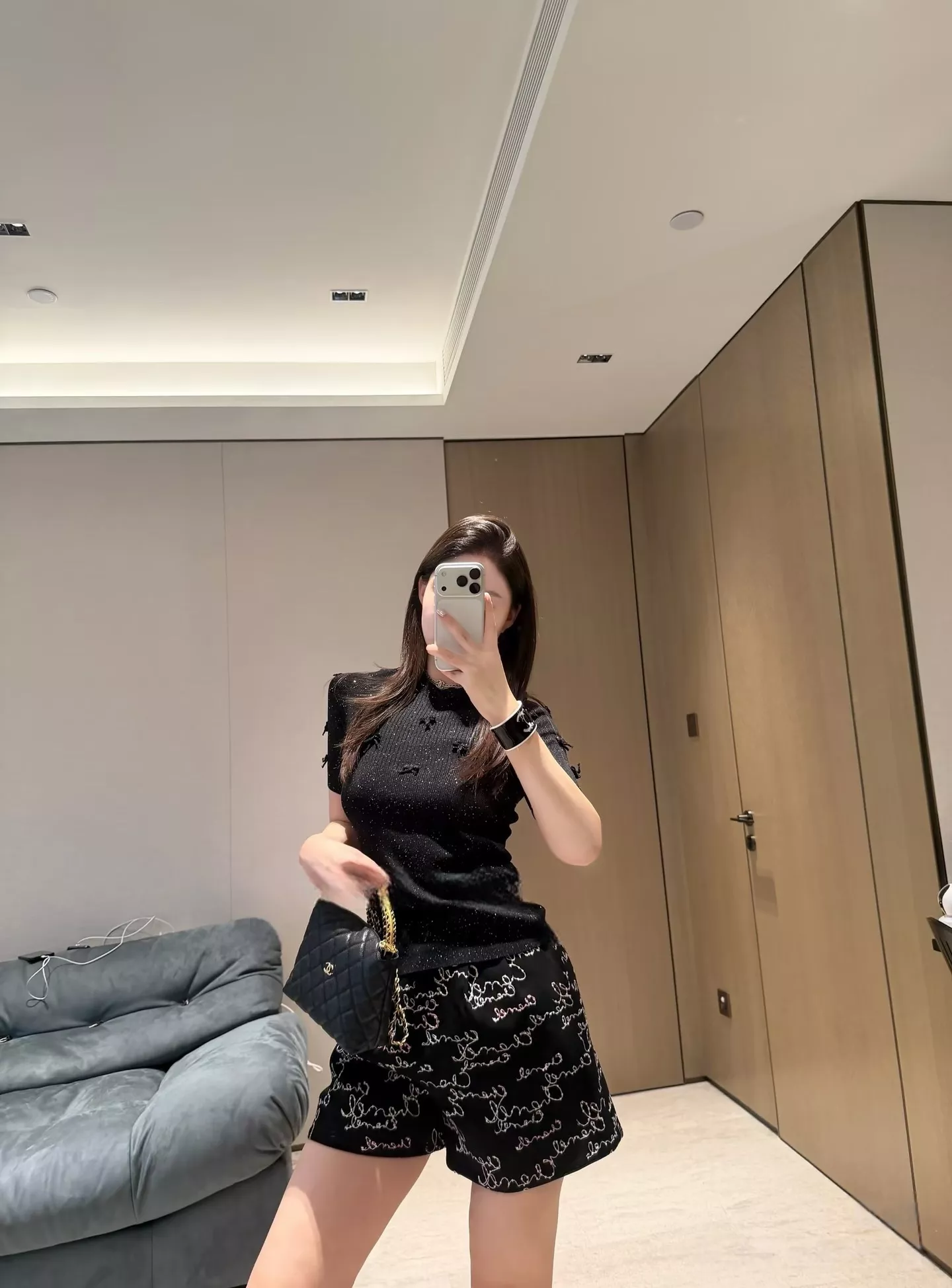 샤넬 로고 패턴 울 혼방 쇼트 팬츠 상세 이미지 64