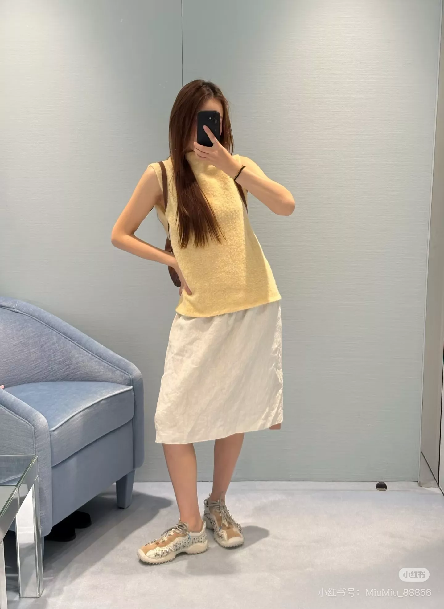 미우미우 패치 자수 플리츠 미니 스커트 상세 이미지 11