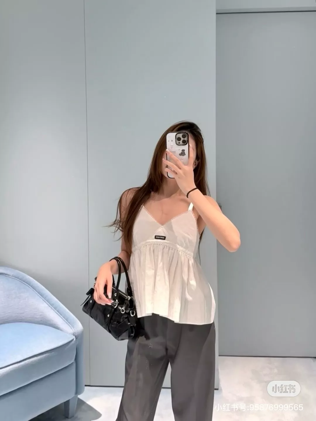 미우미우 울 혼방 밴딩 와이드 팬츠 상세 이미지 15