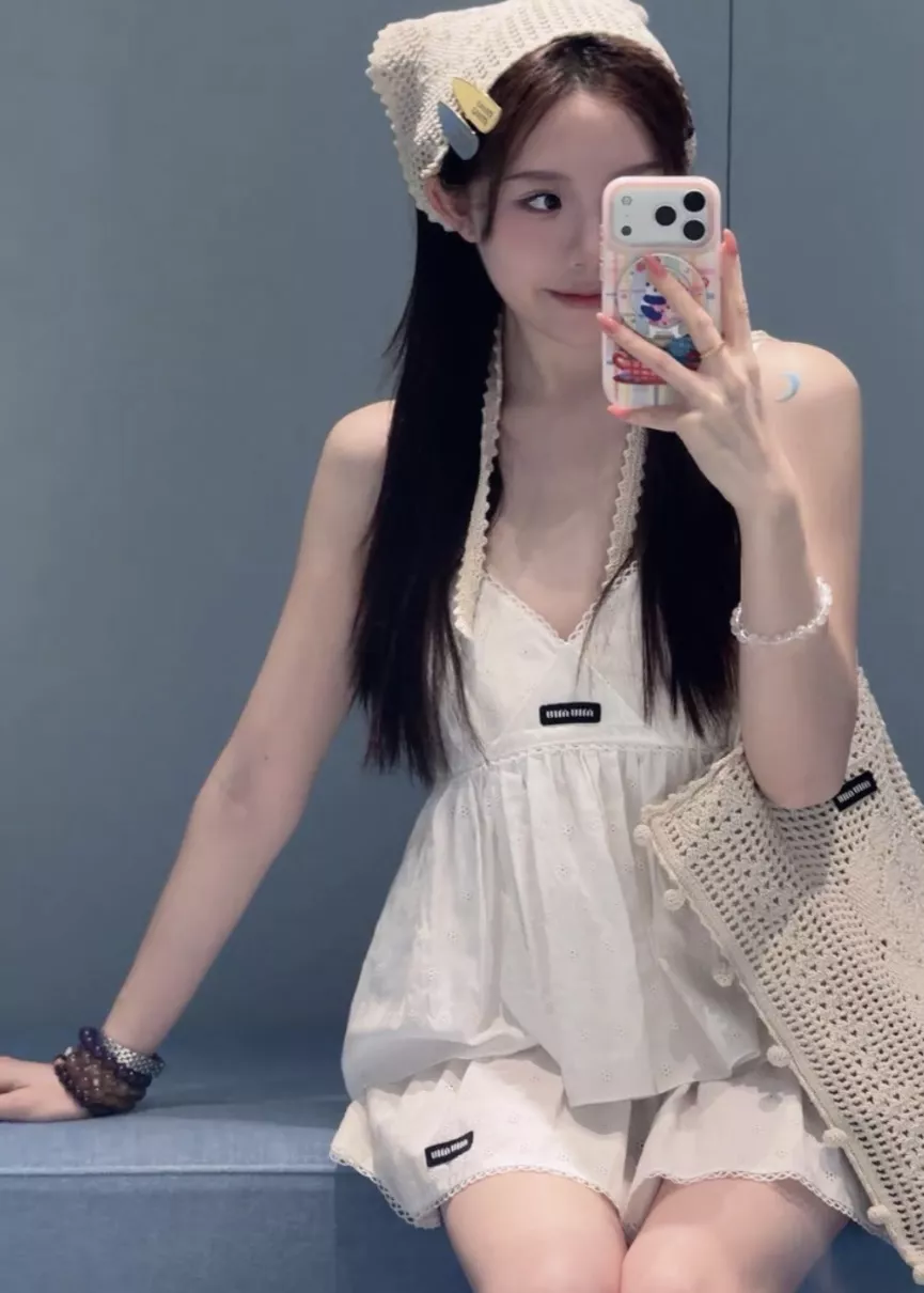미우미우 자수 리넨 혼방 여성용 탱크탑 상세 이미지 47