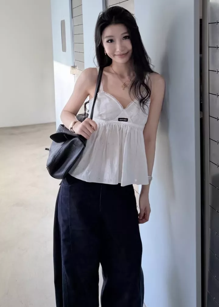 미우미우 자수 리넨 혼방 여성용 탱크탑 상세 이미지 52