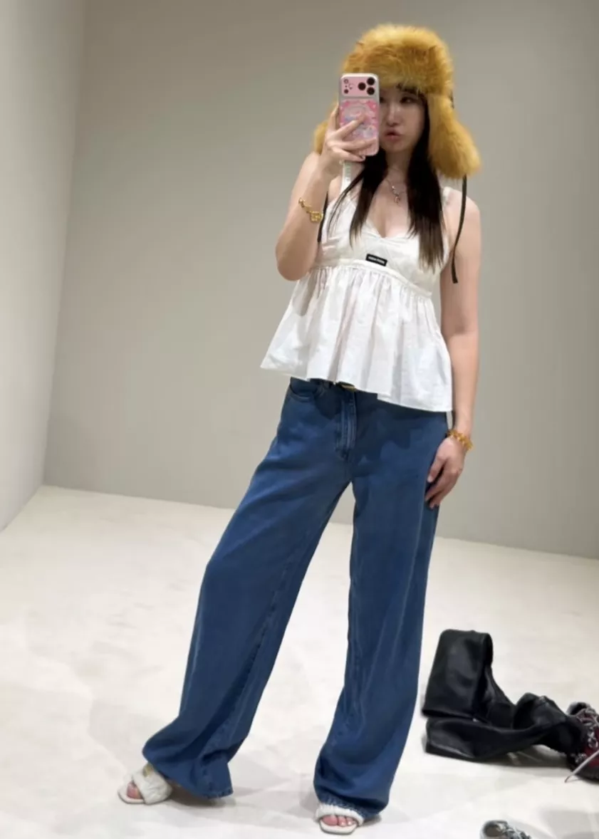 미우미우 자수 리넨 혼방 여성용 탱크탑 상세 이미지 20