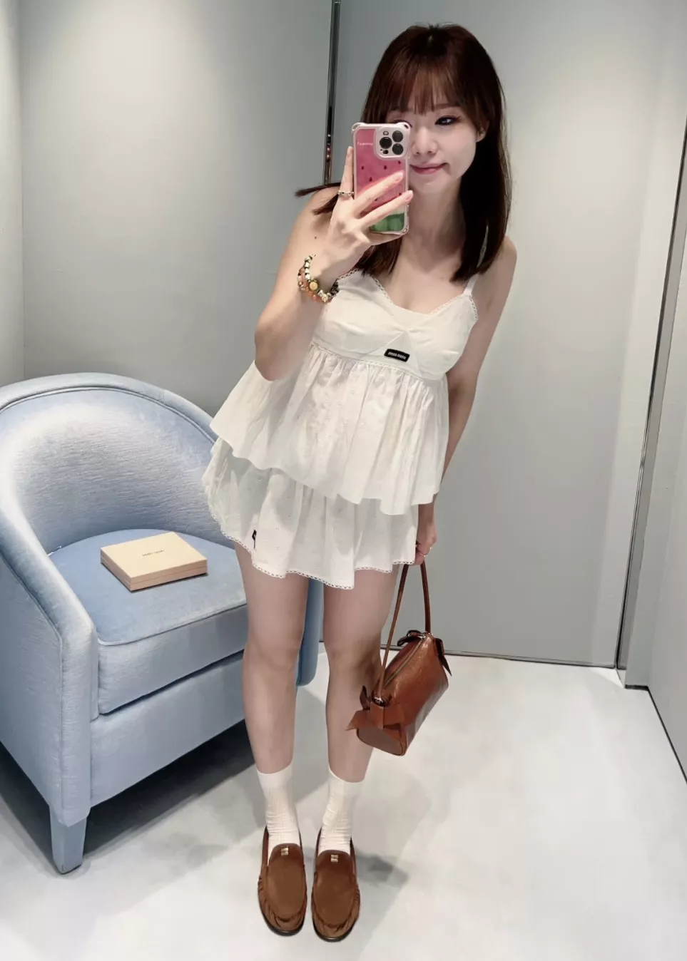 미우미우 자수 리넨 혼방 여성용 탱크탑 상세 이미지 48