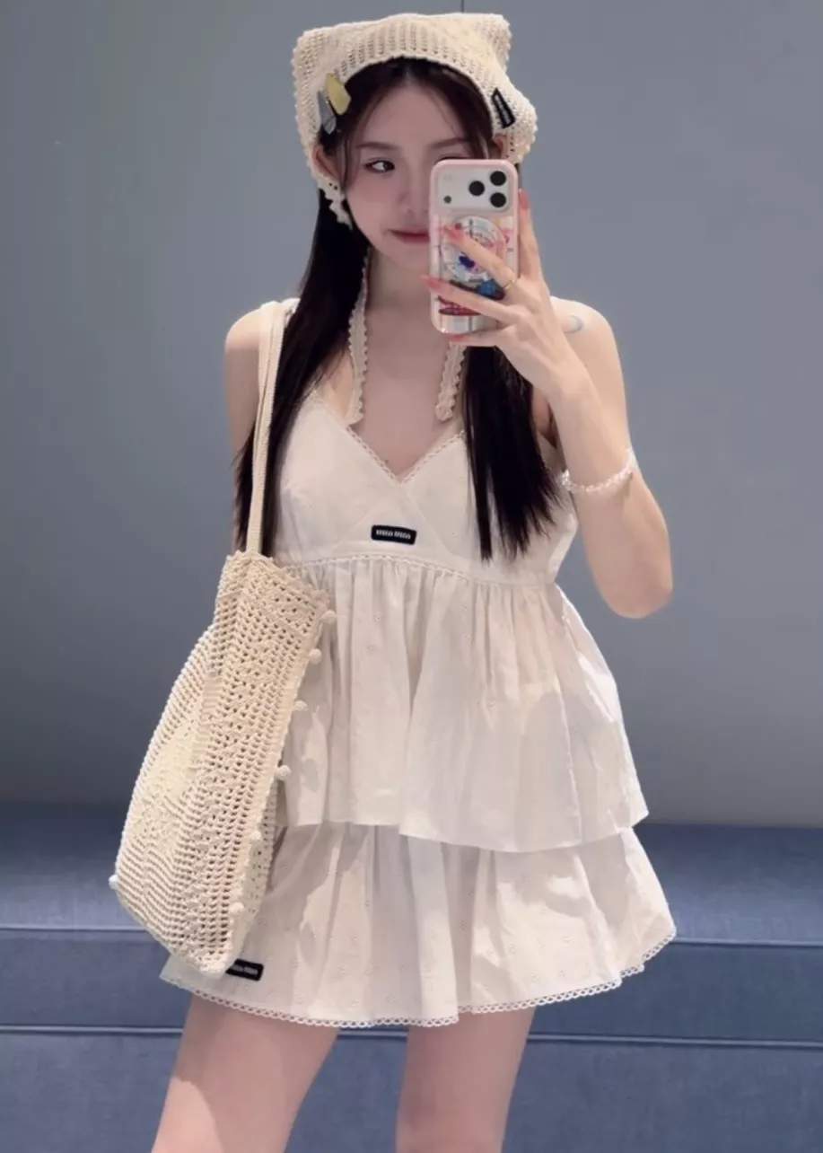 미우미우 자수 리넨 혼방 여성용 탱크탑 상세 이미지 44