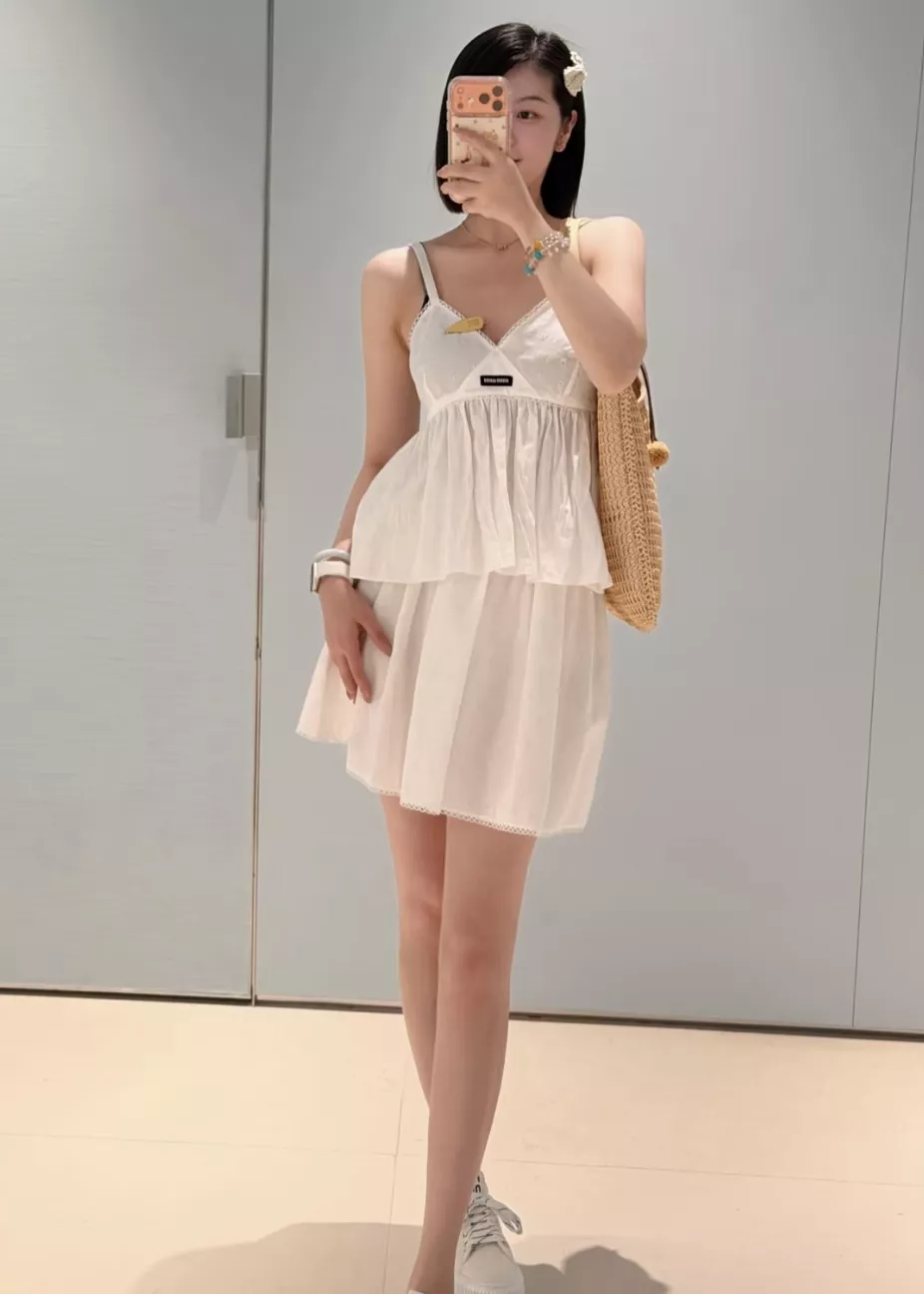 미우미우 자수 리넨 혼방 여성용 탱크탑 상세 이미지 34