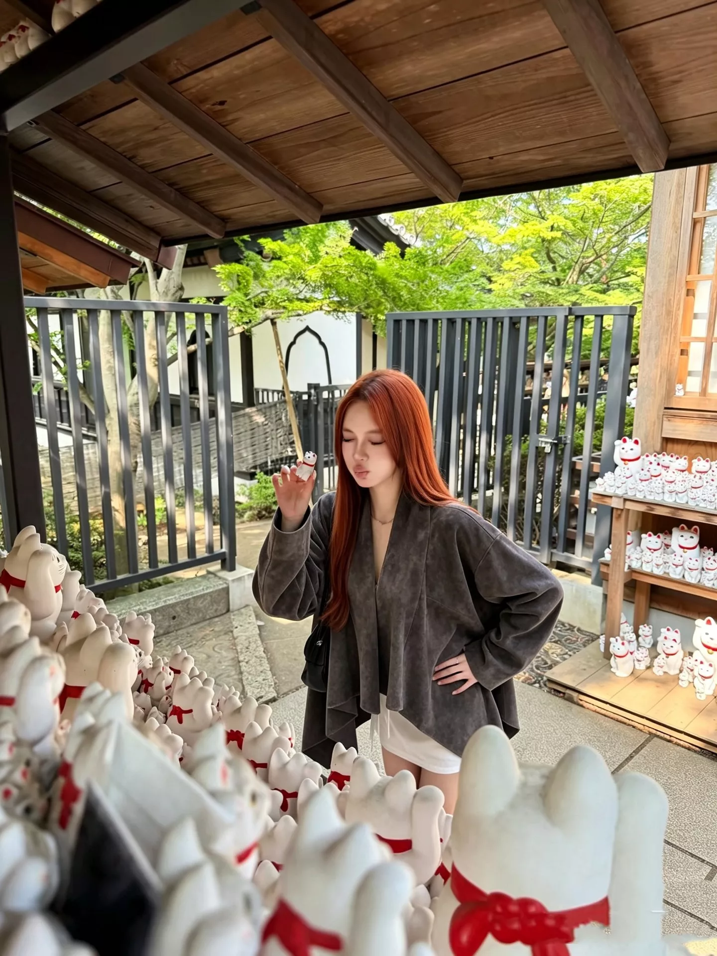로로피아나 스웨이드 질감 랩 스타일 여성용 긴소매 가디건 상세 이미지 13