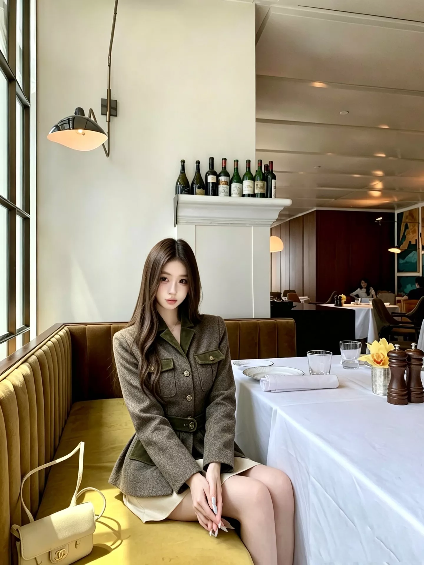 로로피아나 캐시미어 배색 벨트 여성용 쇼트 코트 상세 이미지 15