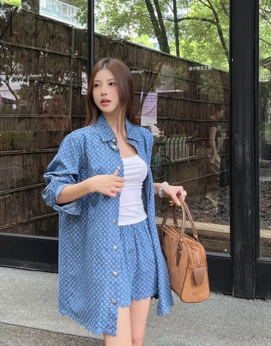 루이비통 모노그램 데님 셔츠 여성용 원피스 상세 이미지 16