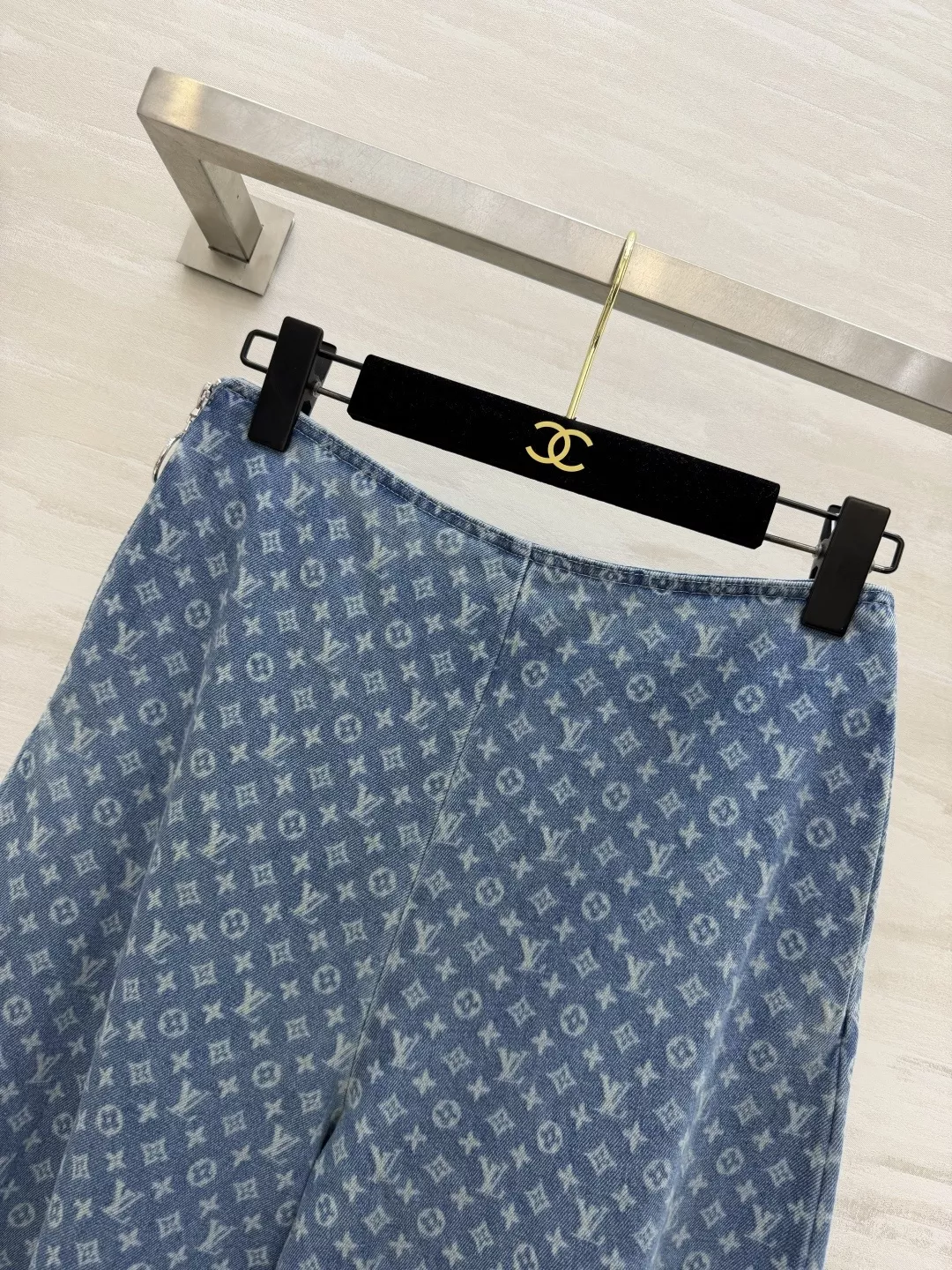 루이비통 모노그램 자카드 와이드 여성용 데님 팬츠 상세 이미지 2