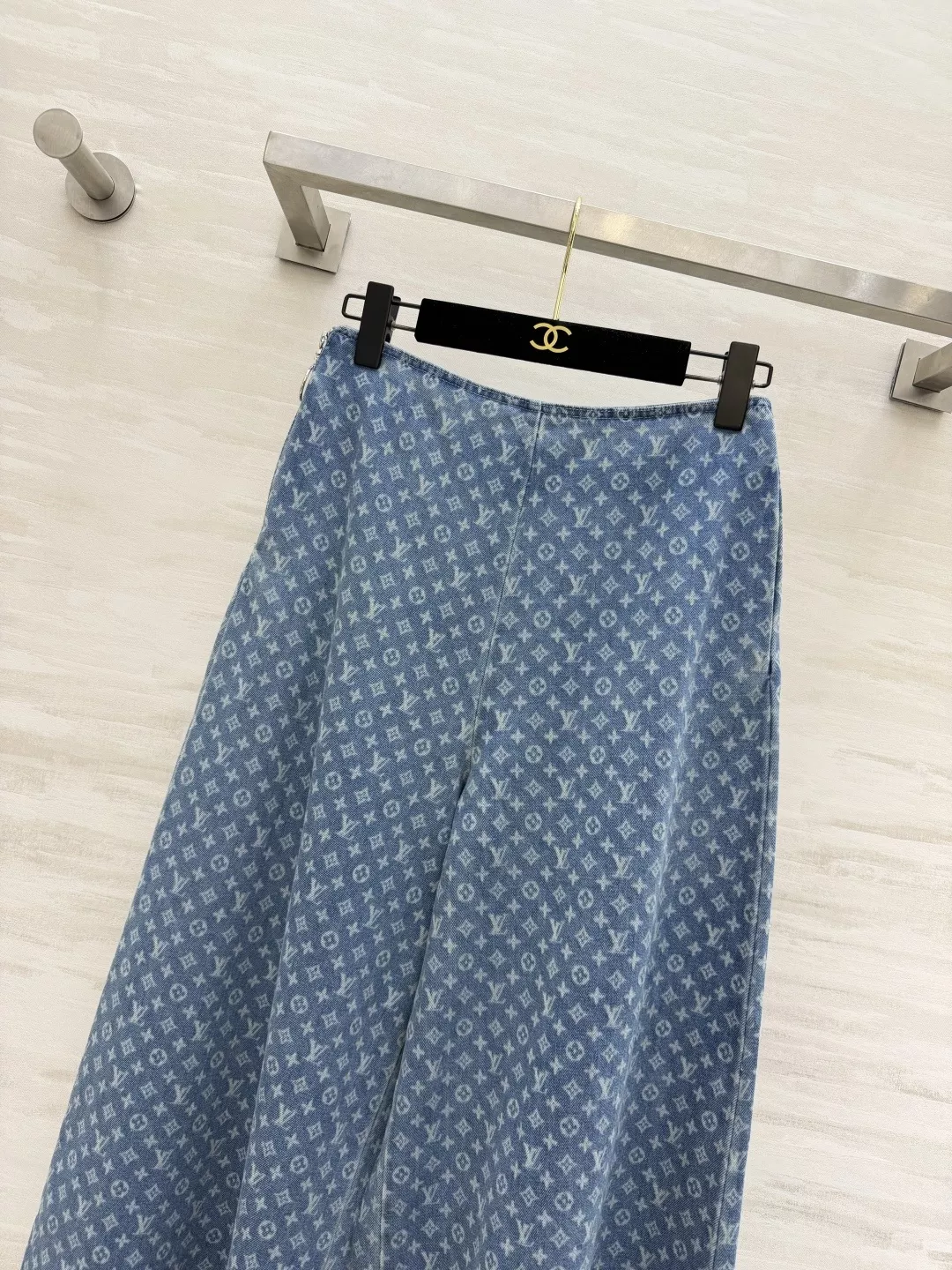 루이비통 모노그램 자카드 와이드 여성용 데님 팬츠 상세 이미지 5
