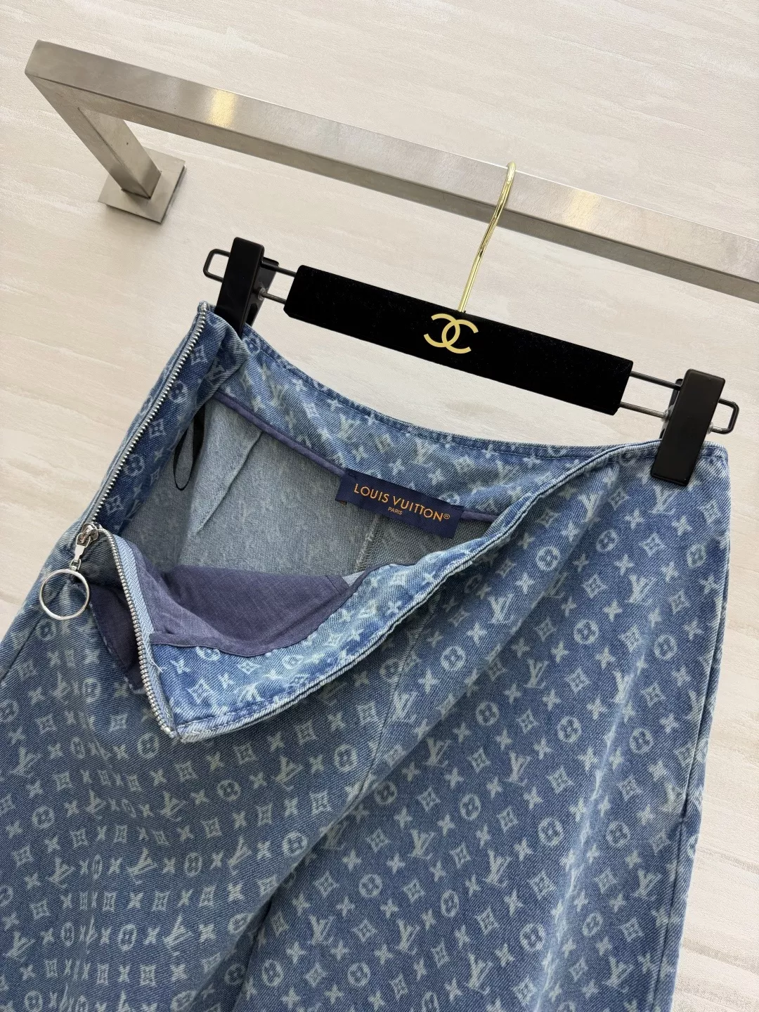 루이비통 모노그램 자카드 와이드 여성용 데님 팬츠 상세 이미지 4