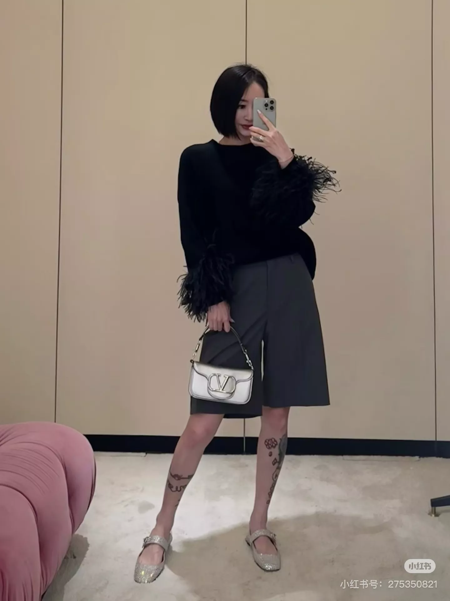 발렌티노 깃털 소매 라운드 여성용 긴소매 니트 상세 이미지 12