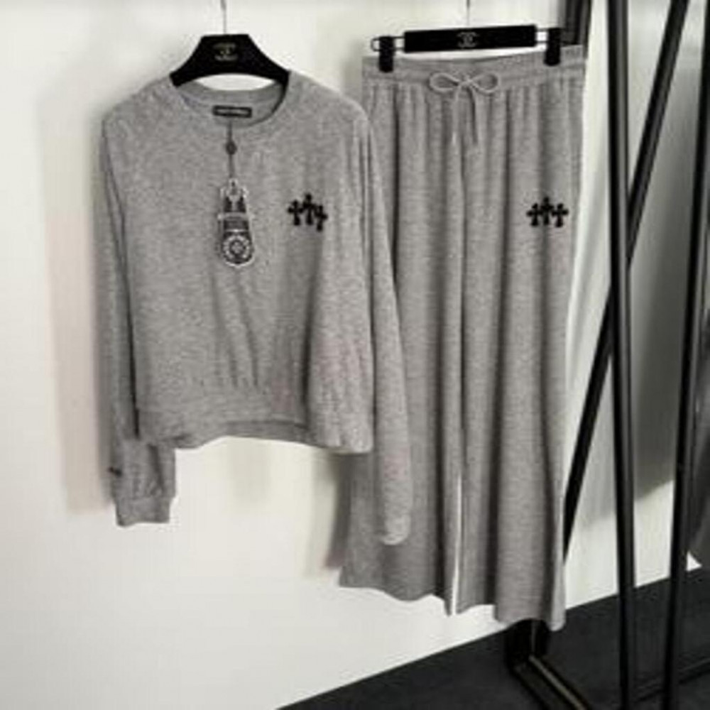 크롬하츠 십자 로고 자수 라운드넥 트레이닝 세트