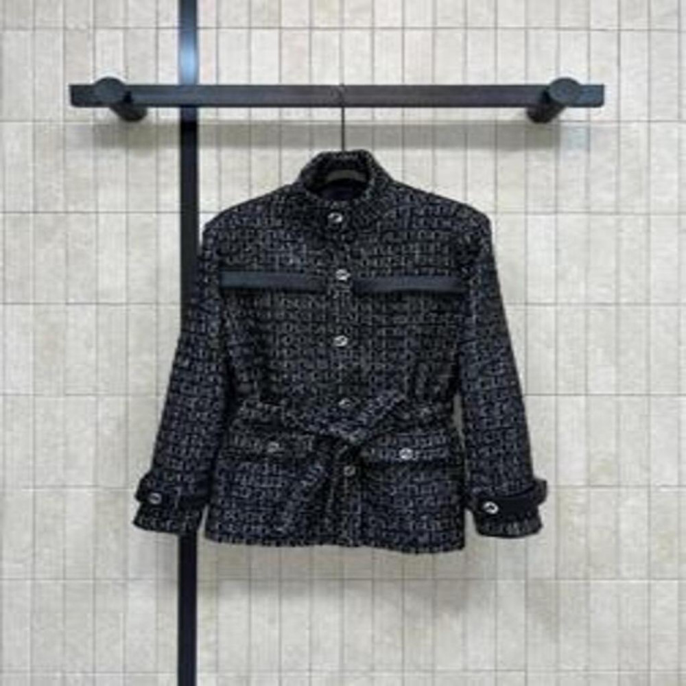 샤넬 25FW 트위드 벨티드 하이넥 자켓