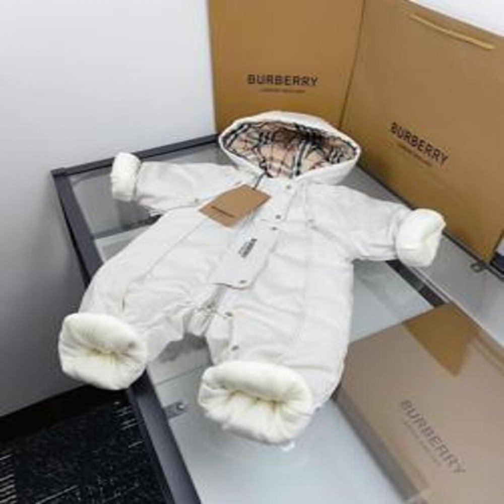 버버리 아동용 플리스 안감 후드 점프수트