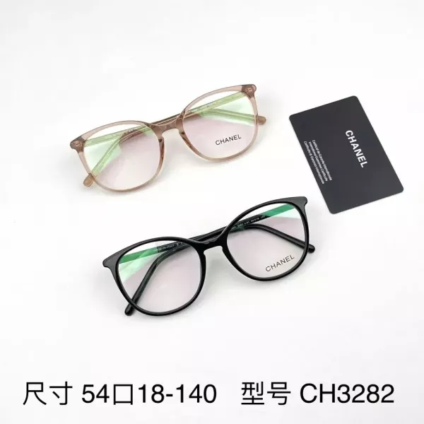 샤넬 아세테이트 투명 렌즈 캣아이 프레임