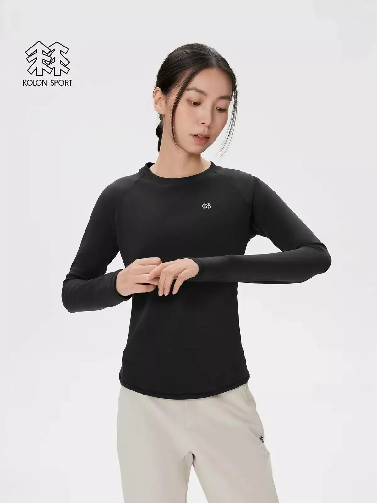코오롱스포츠 심리스 원형 니트 여성용 긴소매 티셔츠 상세 이미지 30