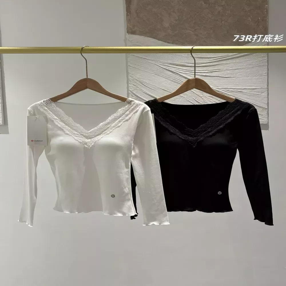 룰루레몬 하트넥 슬림핏 여성용 긴소매 티셔츠
