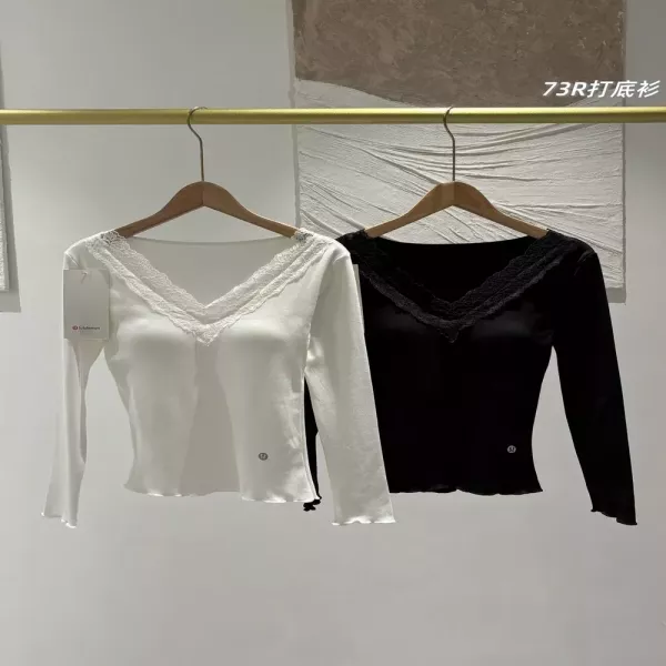 룰루레몬 하트넥 슬림핏 여성용 긴소매 티셔츠