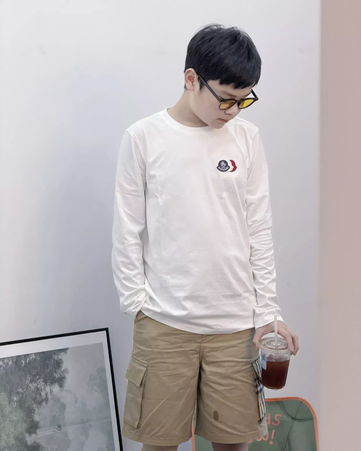 몽클레어 삼색 로고 자수 아동용 긴소매 티셔츠 상세 이미지 20