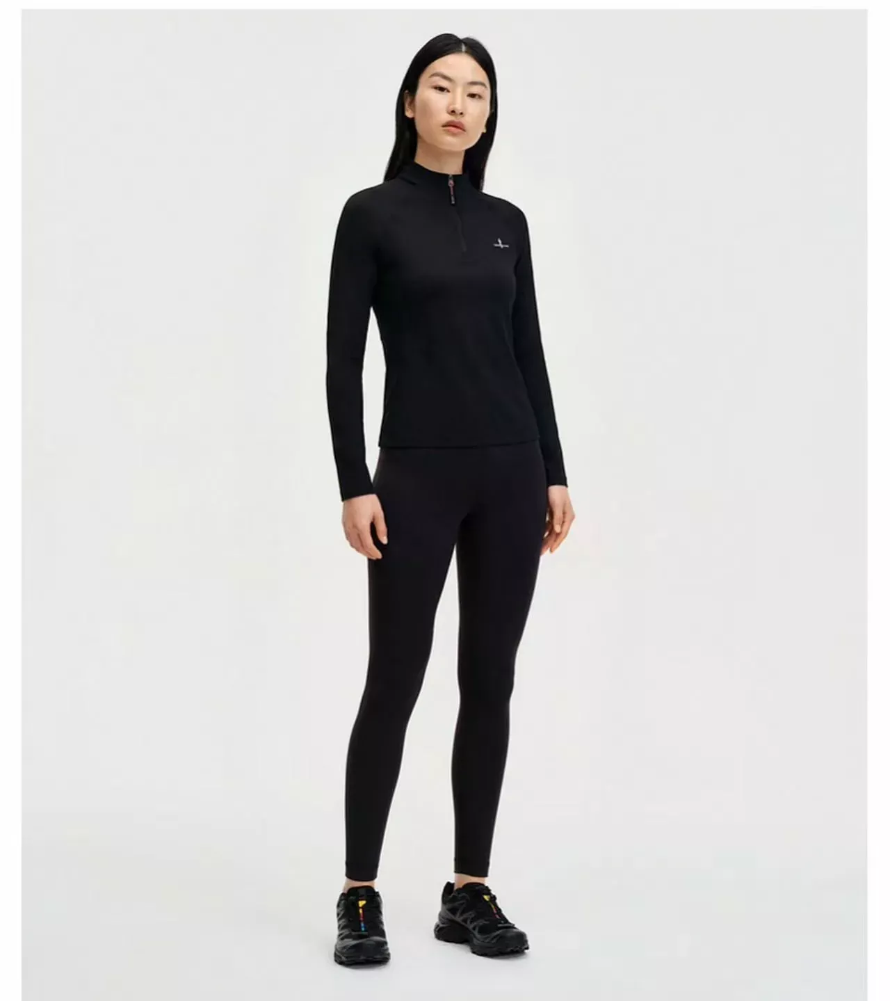 비음러펀 반집업 스탠드칼라 여성용 긴소매 티셔츠 상세 이미지 20