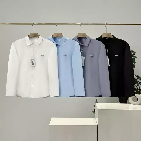 라코스테 순면 악어 자수 남녀공용 긴소매 셔츠