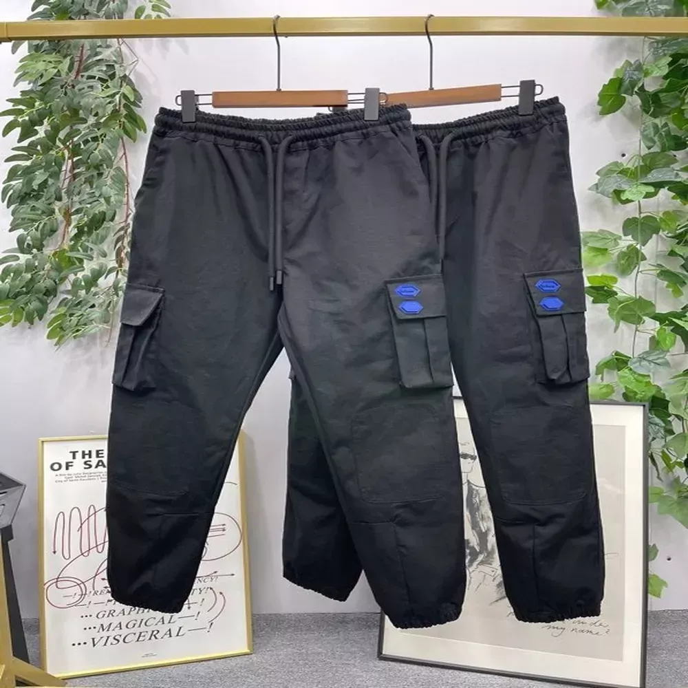 오프화이트 입체 포켓 코튼 트레이닝 팬츠