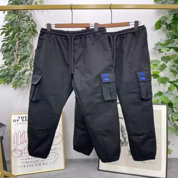 오프화이트 입체 포켓 코튼 트레이닝 팬츠