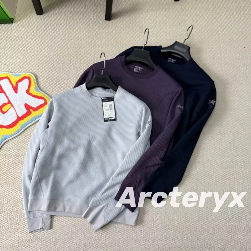 아크테릭스 와플 조직 자수 포인트 남녀공용 맨투맨 티셔츠