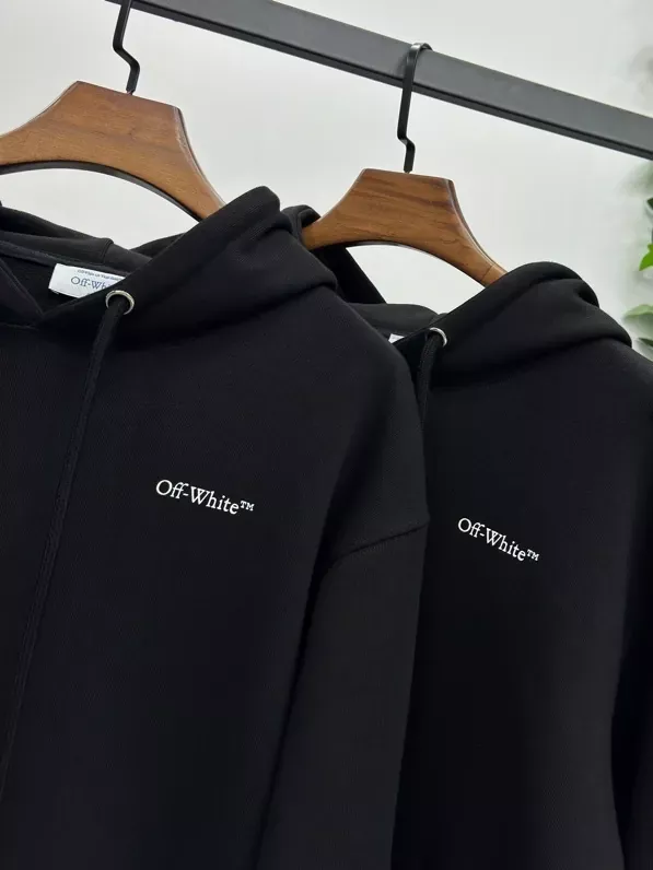 오프화이트 화살표 프린트 오버핏 남녀공용 후드 티셔츠 상세 이미지 4