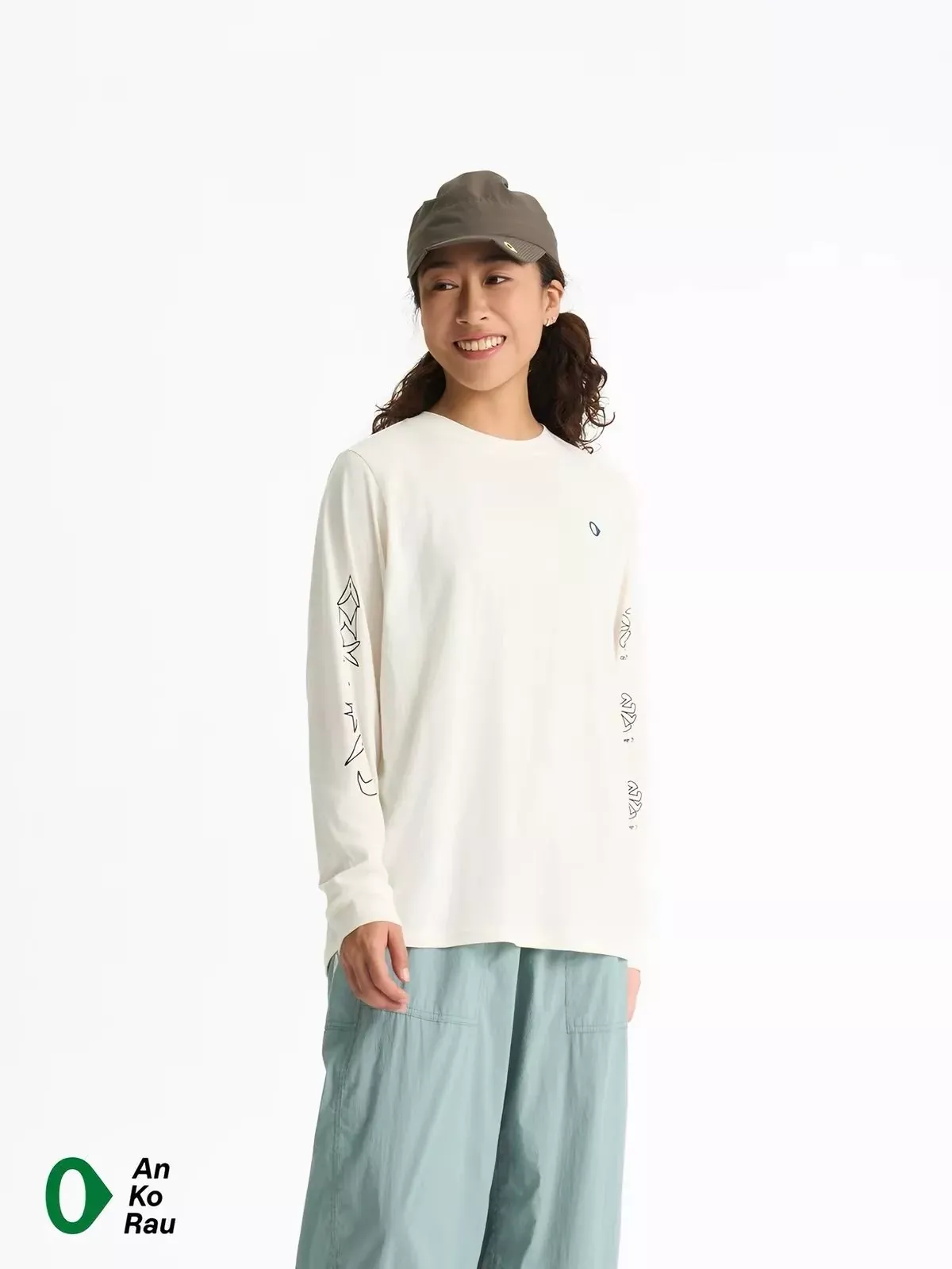 안코라우 강아지 프린트 속건 여성용 긴소매 티셔츠 상세 이미지 2