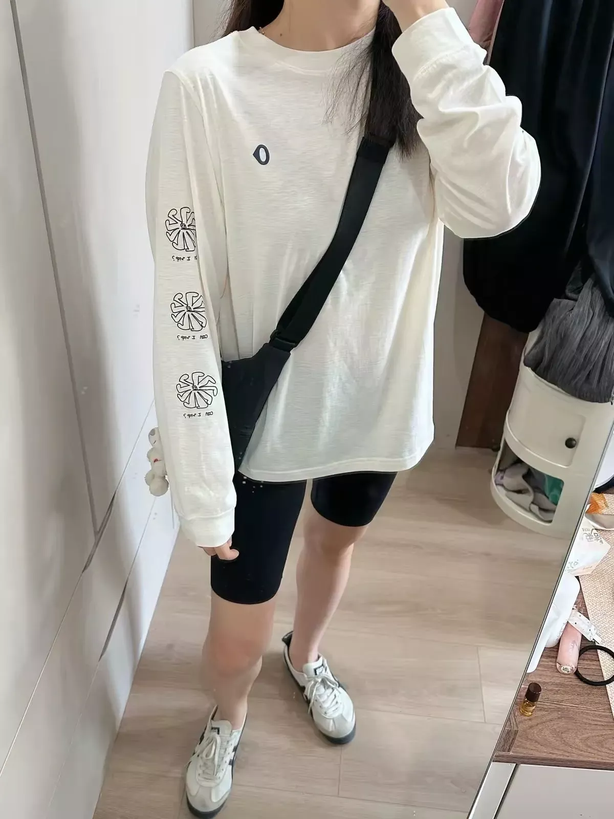 안코라우 강아지 프린트 속건 여성용 긴소매 티셔츠 상세 이미지 8