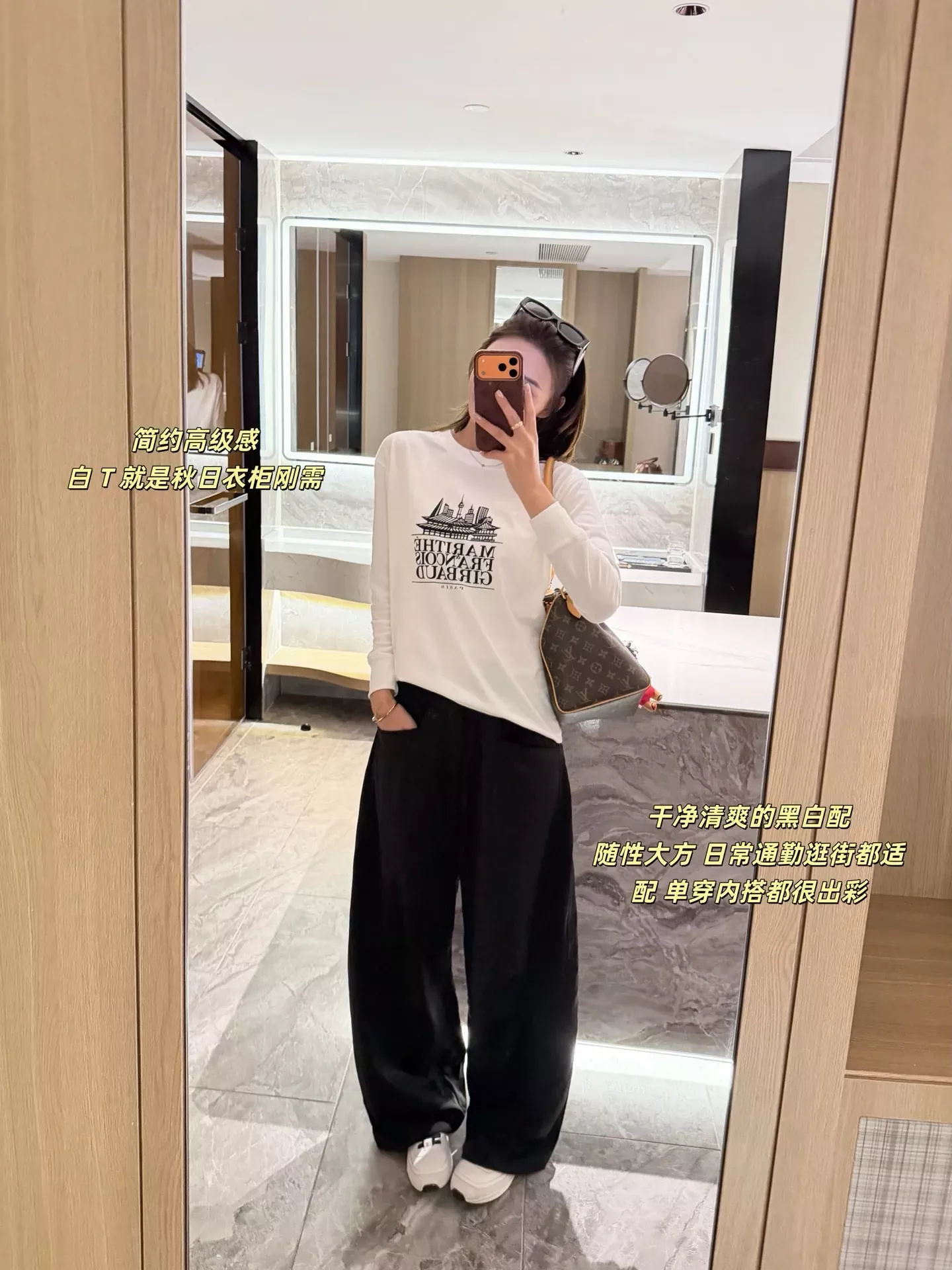 마리떼 건축 프린트 루즈핏 여성용 긴소매 티셔츠 상세 이미지 65