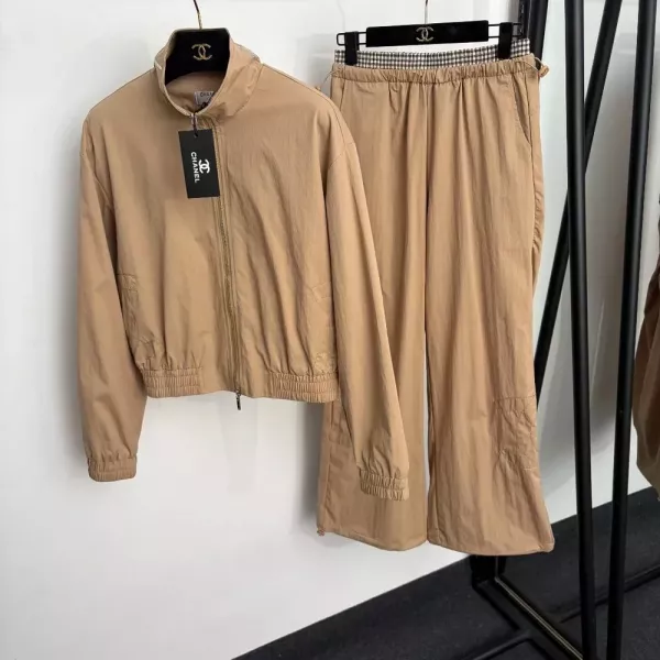 샤넬 격자 배색 집업 여성용 상하의 세트