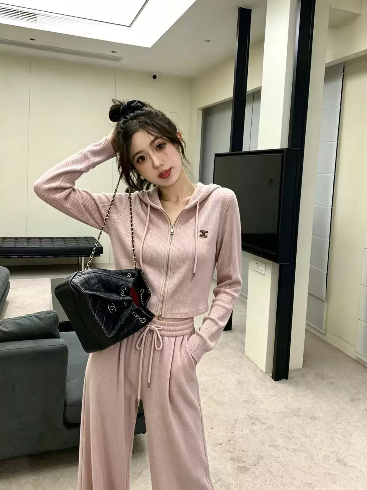 셀린느 후드 집업 와이드 여성용 상하의 세트 상세 이미지 13