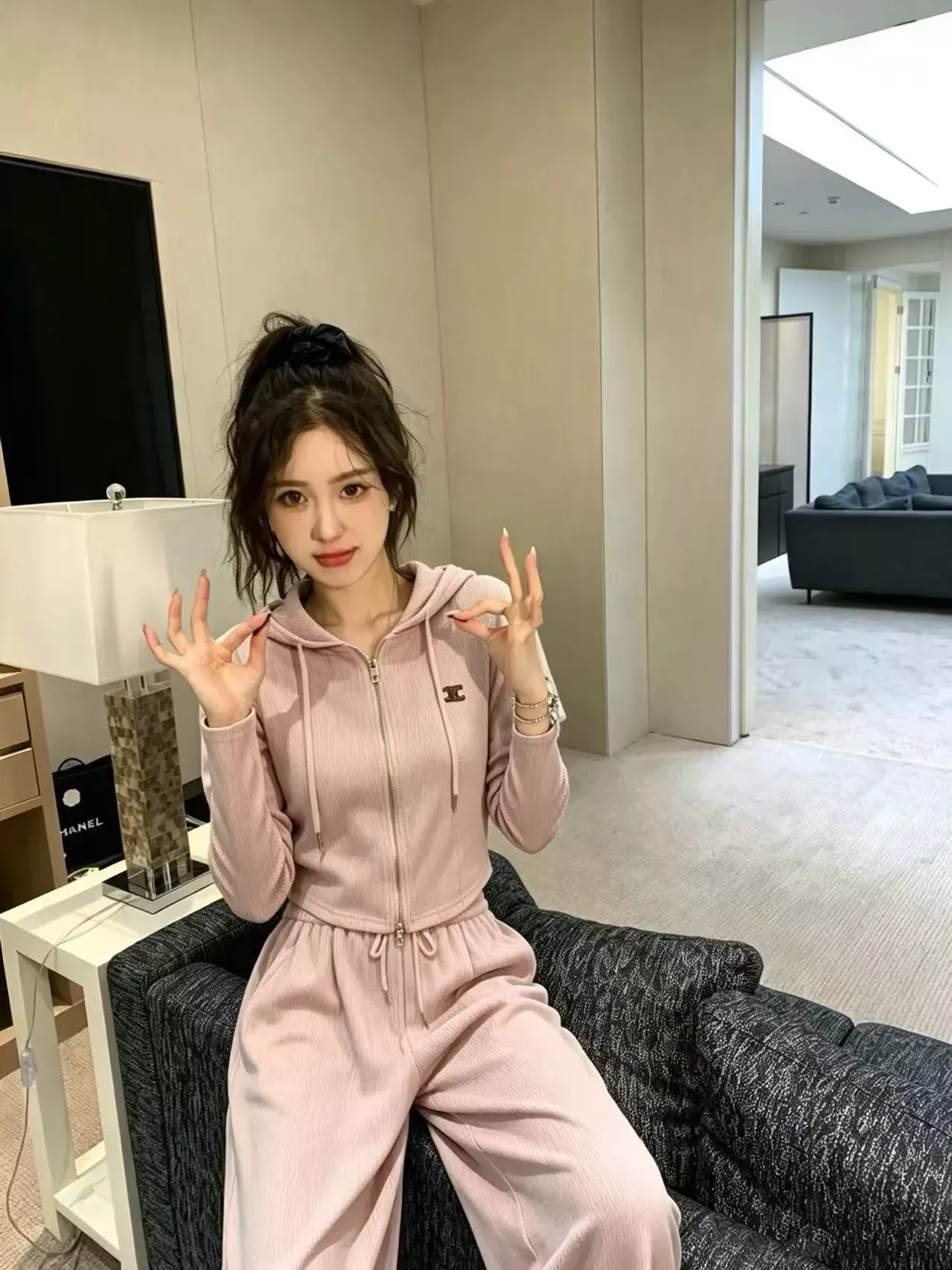 셀린느 후드 집업 와이드 여성용 상하의 세트 상세 이미지 18