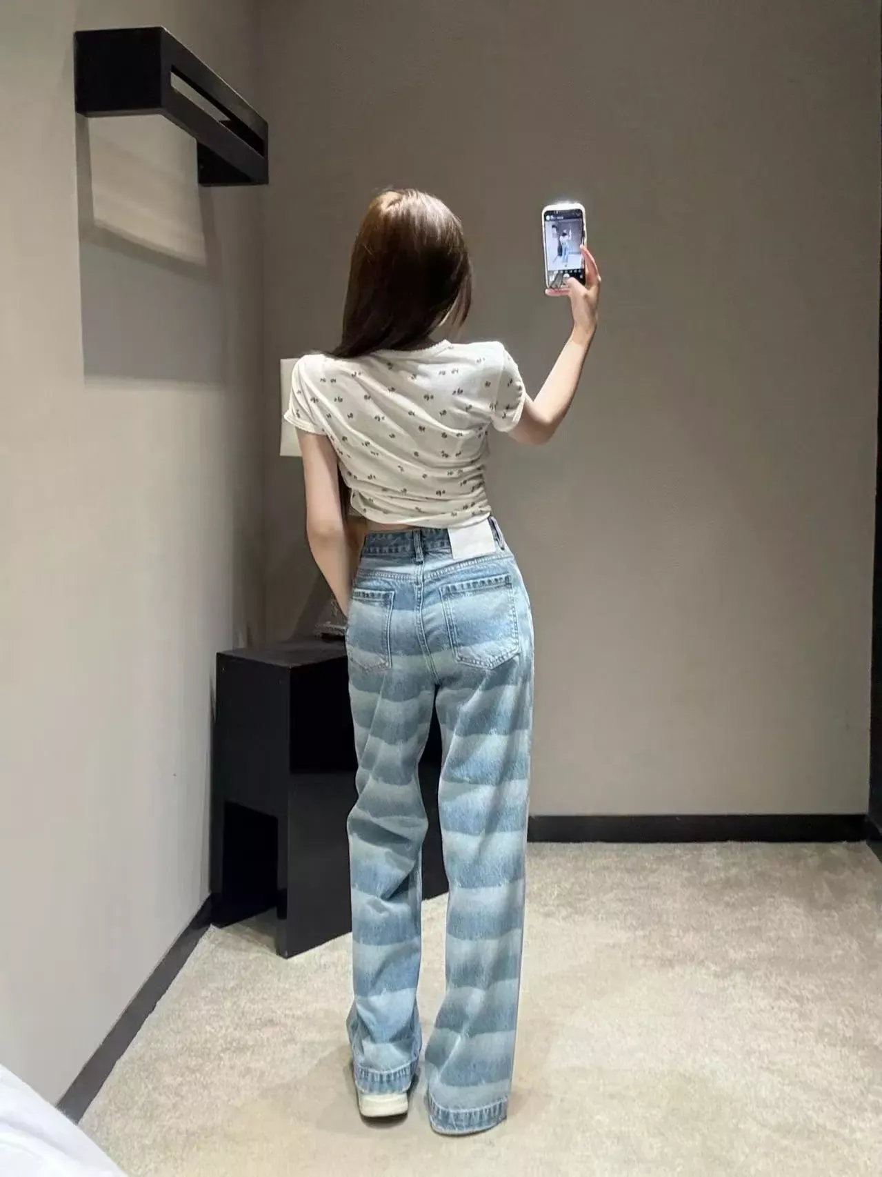 샤넬 워싱 그라데이션 하이웨이스트 여성용 데님 팬츠 상세 이미지 16